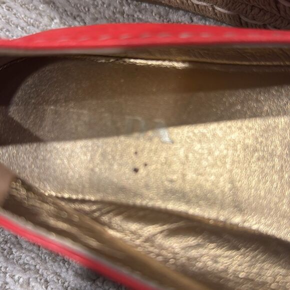 Prada Red Espadrille Platform Peep Hole Size 37.5 Authentic! - Picture 8 of 9